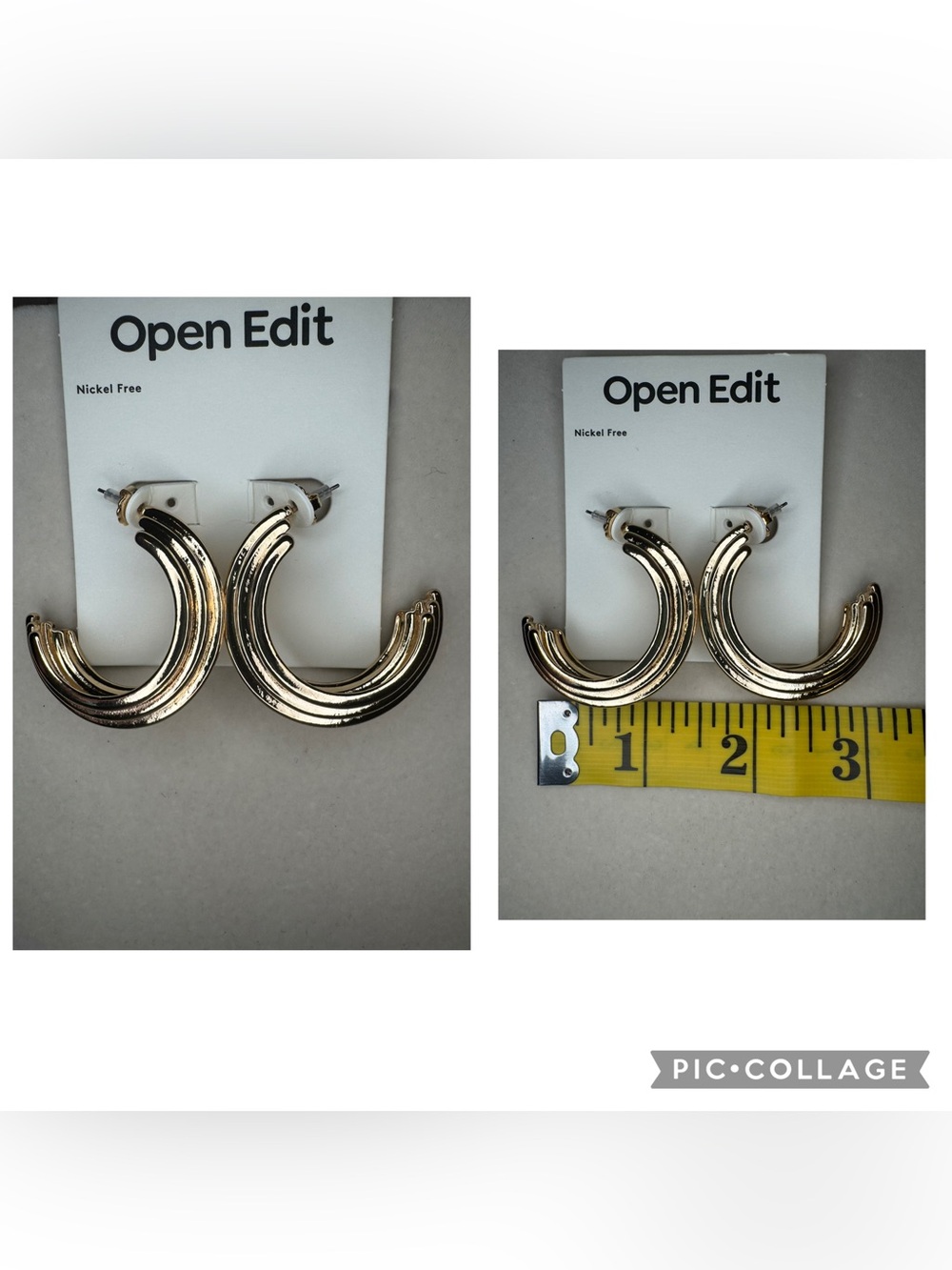 NWT Open Edit Gold Textured Hoop Earrings